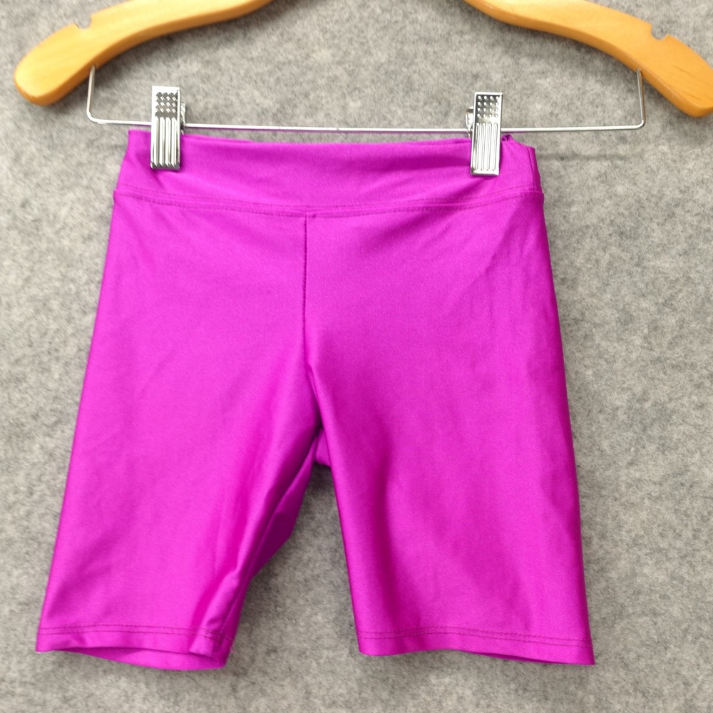 Y2K Neon Shorts Girls 7 Purple Magenta PIXIE LANE Glossy Biker Cycling USA 20x4